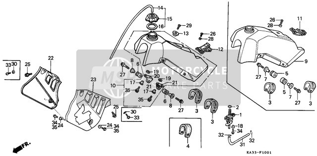 Honda CR125R 1987 Réservoir d'essence (2) pour un 1987 Honda CR125R